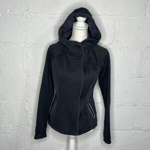 Athleta Daybreak Hooded Zip Jacket Athleisure Lightweight Women Gray Medium